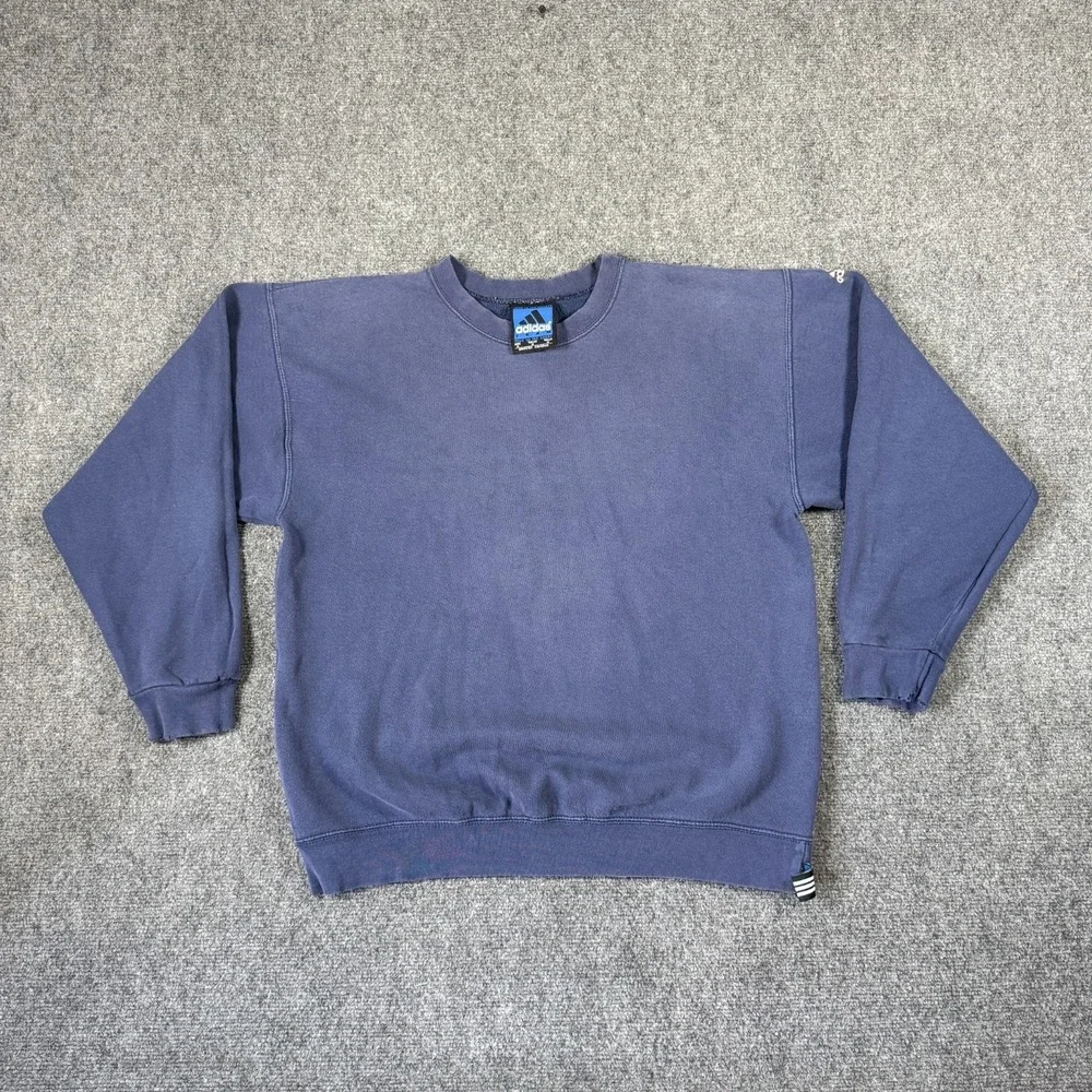 VTG Adidas True to the Sport Sun Faded Distressed Sweatshirt Blue Mens Medium